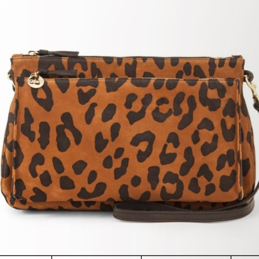 Clare V  Clutch Crossbody Bag in Cognac Pablo Cat Suede